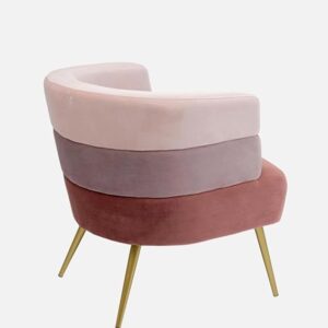 Kare Design Style Tri-Tone Velvet Accent Chair with Gold Legs - Modern Lounge Chair - Image 11
