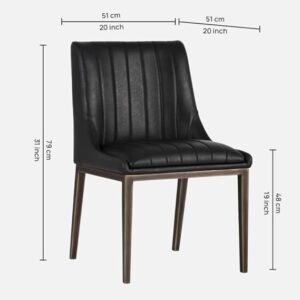 Contemporary Black Leatherette Dining Chair with Metal Frame - Vertical Channel Back Design - Image 6