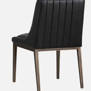 Contemporary Black Leatherette Dining Chair with Metal Frame - Vertical Channel Back Design - Image 3