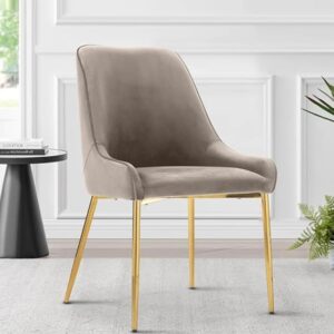 Oscar Style Grey Velvet Dining Chair with Gold Metal Legs - Modern Upholstered Chair - Image 1