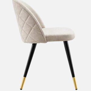 Modway Cordial Style Linen Beige Upholstered Dining Chair with Metal Legs - Modern Accent Chair - Image 7
