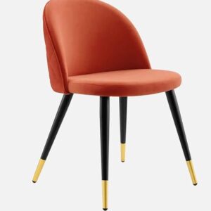 TANUSH FURNITURES Modway Cordial Style Orange Performance Velvet Dining Chair with Metal Legs - Modern Accent Chair - Image 2