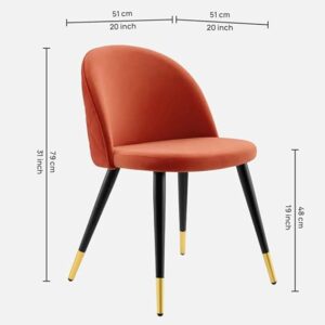 TANUSH FURNITURES Modway Cordial Style Orange Performance Velvet Dining Chair with Metal Legs - Modern Accent Chair - Image 4