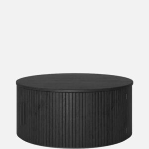 TANUSH FURNITURES Modern Round Coffee Table with Hidden Storage, Black Wood Finish - Image 3