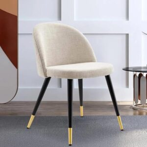 Modway Cordial Style Linen Beige Upholstered Dining Chair with Metal Legs - Modern Accent Chair - Image 4
