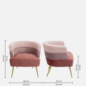 Kare Design Style Tri-Tone Velvet Accent Chair with Gold Legs - Modern Lounge Chair - Image 8