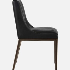 Contemporary Black Leatherette Dining Chair with Metal Frame - Vertical Channel Back Design - Image 8