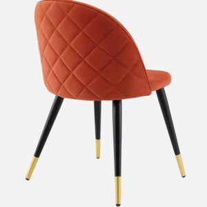 TANUSH FURNITURES Modway Cordial Style Orange Performance Velvet Dining Chair with Metal Legs - Modern Accent Chair - Image 3