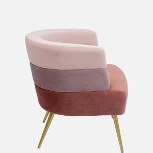 Kare Design Style Tri-Tone Velvet Accent Chair with Gold Legs - Modern Lounge Chair - Image 10