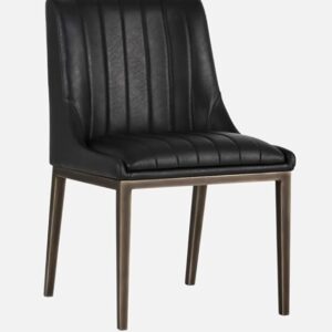 Contemporary Black Leatherette Dining Chair with Metal Frame - Vertical Channel Back Design - Image 7