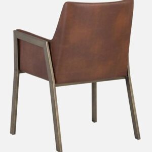Sunpan Style Brown Faux Leather Accent Chair with Gold Metal Frame - Image 7