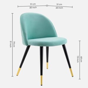 Modway Cordial Style Mint Performance Velvet Dining Chair with Metal Legs - Modern Accent Chair - Image 3