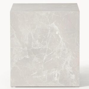 Click to see full view TANUSH FURNITURES Elegant White Marble Finish Wood Cube Side Table – 50 cm Height, 45 cm Width, 45 cm Depth – Stylish & Durable Accent Piece for Home & Office - Image 6