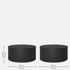 TANUSH FURNITURES Modern Round Coffee Table with Hidden Storage, Black Wood Finish - Image 4