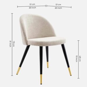 Modway Cordial Style Linen Beige Upholstered Dining Chair with Metal Legs - Modern Accent Chair - Image 5