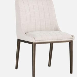 Irongate Halden Style Beige Upholstered Dining Chair with Metal Legs - Modern Side Chair - Image 3