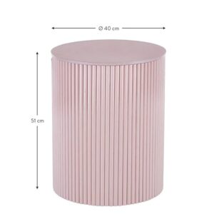 Modern Round Side Table with Removable Top, Pink Ribbed Design, Multifunctional Storage Accent Table for Living Room, Bedroom, or Office - Image 5