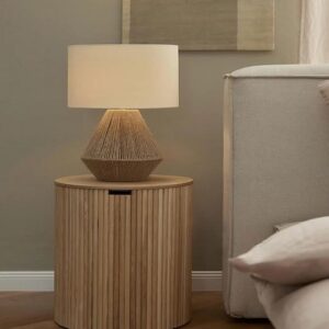 Modern Round Side Table with Removable Top, Ribbed Design, Multifunctional Storage Accent Table for Living Room, Bedroom, or Office - Image 1