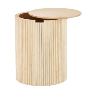 Modern Round Side Table with Removable Top, Ribbed Design, Multifunctional Storage Accent Table for Living Room, Bedroom, or Office - Image 2