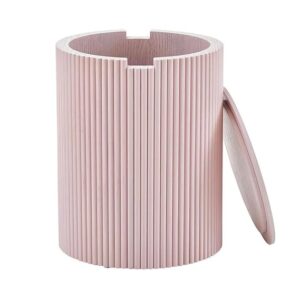 Modern Round Side Table with Removable Top, Pink Ribbed Design, Multifunctional Storage Accent Table for Living Room, Bedroom, or Office - Image 3