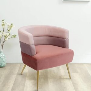 Kare Design Style Tri-Tone Velvet Accent Chair with Gold Legs - Modern Lounge Chair - Image 1