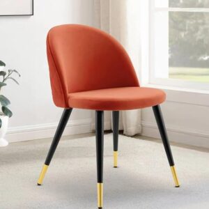 TANUSH FURNITURES Modway Cordial Style Orange Performance Velvet Dining Chair with Metal Legs - Modern Accent Chair - Image 1