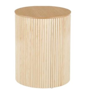 Modern Round Side Table with Removable Top, Ribbed Design, Multifunctional Storage Accent Table for Living Room, Bedroom, or Office - Image 3