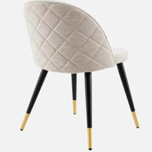 Modway Cordial Style Linen Beige Upholstered Dining Chair with Metal Legs - Modern Accent Chair - Image 6