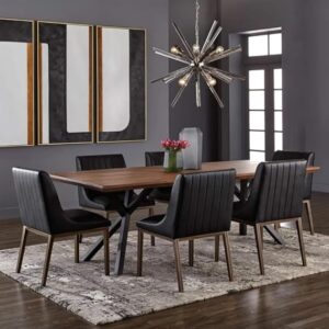 Contemporary Black Leatherette Dining Chair with Metal Frame - Vertical Channel Back Design - Image 4