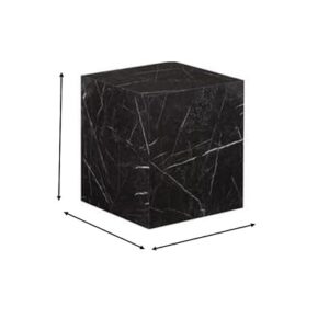 TANUSH FURNITURES Luxurious Black Marble Finish Wood Cube Side Table – 50 cm Height, 45 cm Width, 45 cm Depth – Elegant & Durable Accent Piece for Home & Office - Image 3