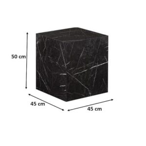 TANUSH FURNITURES Luxurious Black Marble Finish Wood Cube Side Table – 50 cm Height, 45 cm Width, 45 cm Depth – Elegant & Durable Accent Piece for Home & Office - Image 7