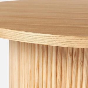 TANUSH FURNITURES Round Wood Coffee Table with Ribbed Base - Modern Circular Center Table (81 cm Diameter, 38 cm Height) - Image 6